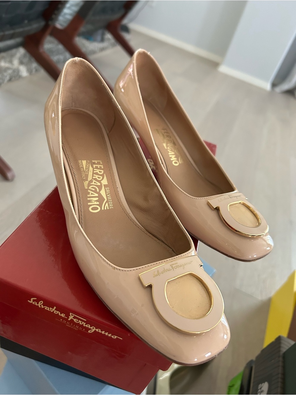 Salvatore Ferragamo Nude Patent Leather